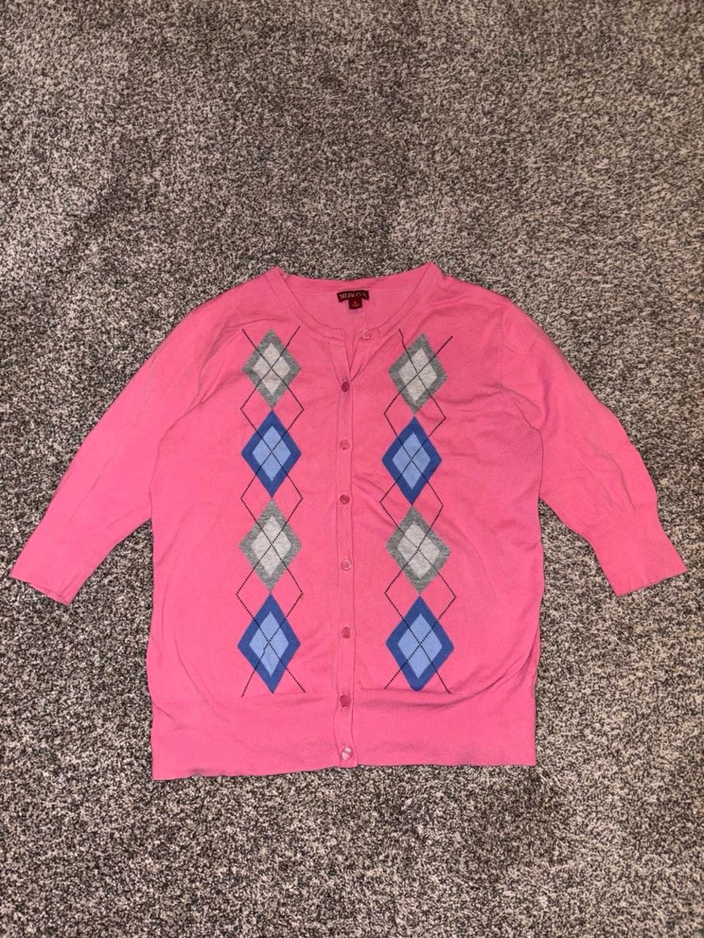Pink argyle Y2K cardigan